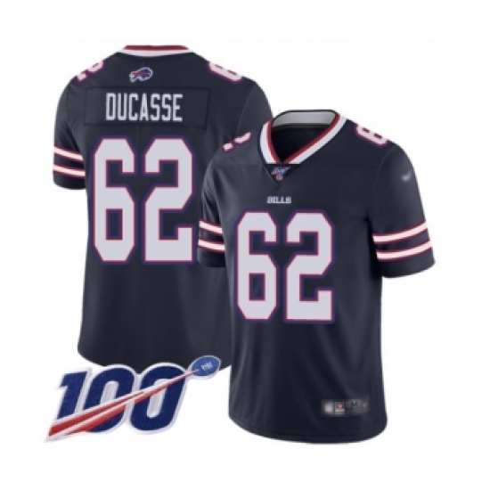 Men's Buffalo Bills 62 Vladimir Ducasse Limited Navy Blue Inverted Legend 100th Season Football Jersey