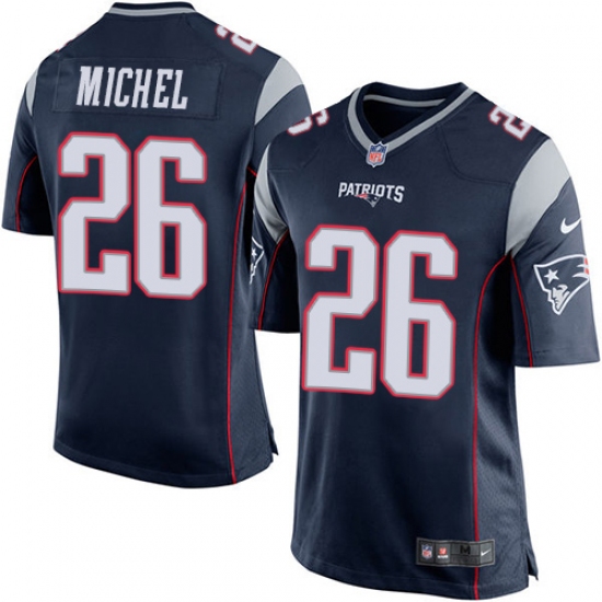 Men's Nike New England Patriots 26 Sony Michel Game Navy Blue Team Color NFL Jersey