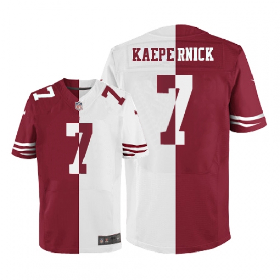 Men's Nike San Francisco 49ers 7 Colin Kaepernick Elite Red/White Split Fashion NFL Jersey