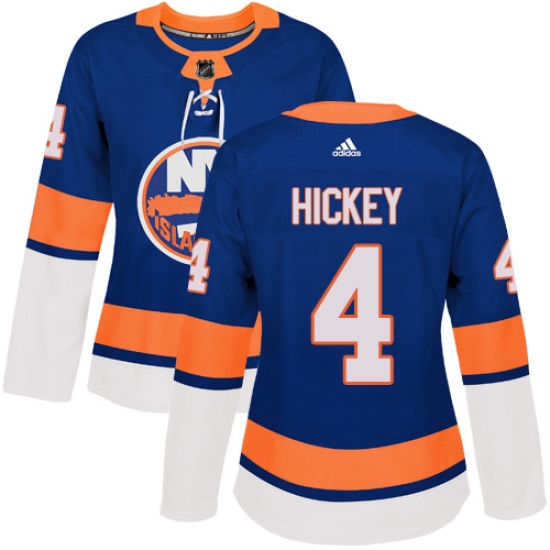 Women's Adidas New York Islanders 4 Thomas Hickey Authentic Royal Blue Home NHL Jersey