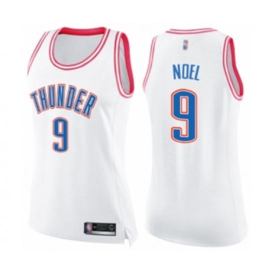 Women's Oklahoma City Thunder 9 Nerlens Noel Swingman White Pink Fashion Basketball Jersey