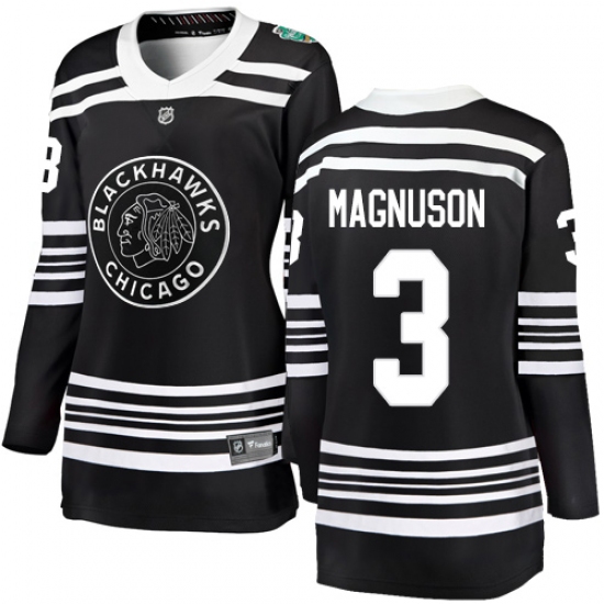 Women's Chicago Blackhawks 3 Keith Magnuson Black 2019 Winter Classic Fanatics Branded Breakaway NHL Jersey