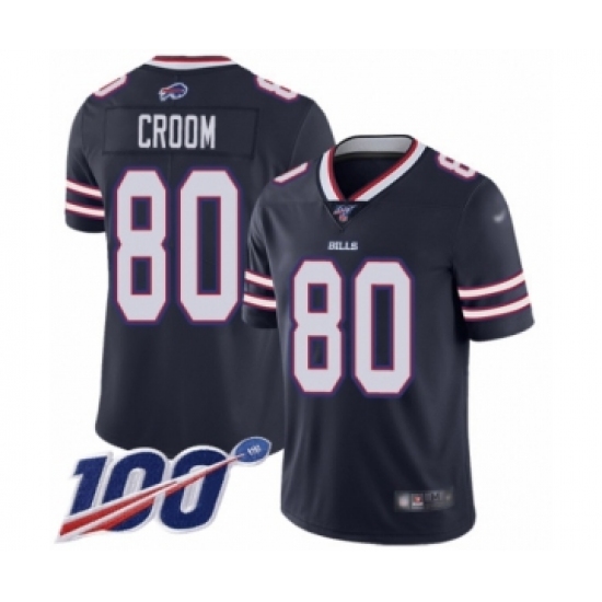 Men's Buffalo Bills 80 Jason Croom Limited Navy Blue Inverted Legend 100th Season Football Jersey