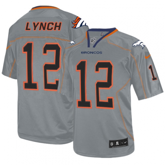 Men's Nike Denver Broncos 12 Paxton Lynch Elite Lights Out Grey NFL Jersey