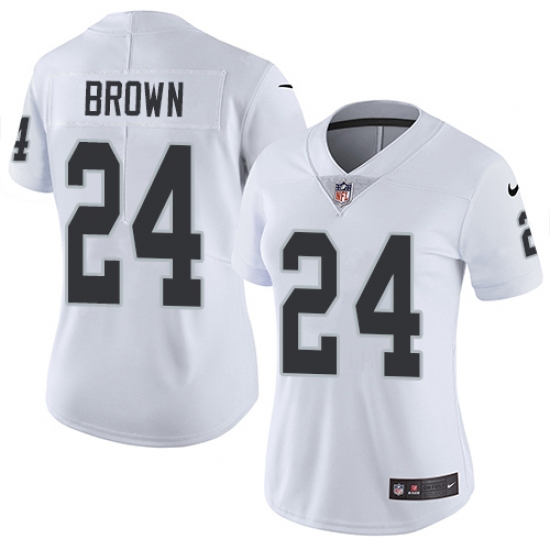 Women's Nike Oakland Raiders 24 Willie Brown White Vapor Untouchable Limited Player NFL Jersey