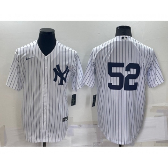 Men's New York Yankees 52 C.C. Sabathia White Cool Base Stitched Jersey
