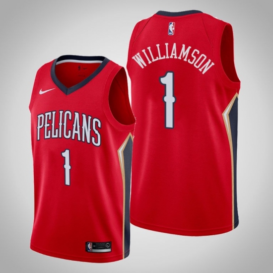 Men's Nike New Orleans Pelicans 1 Zion Williamson Red NBA Swingman Statement Edition Jersey