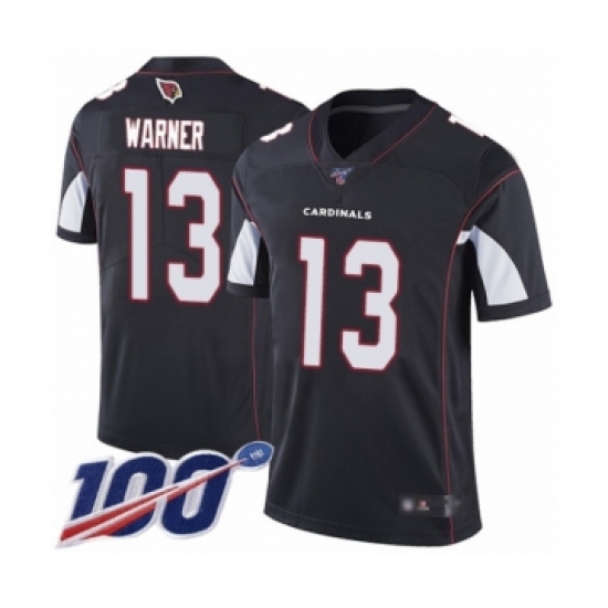 Men's Arizona Cardinals 13 Kurt Warner Black Alternate Vapor Untouchable Limited Player 100th Season Football Jersey