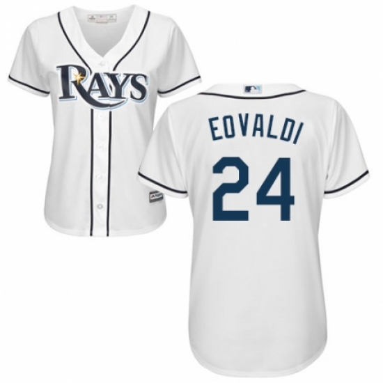 Women's Majestic Tampa Bay Rays 24 Nathan Eovaldi Authentic White Home Cool Base MLB Jersey