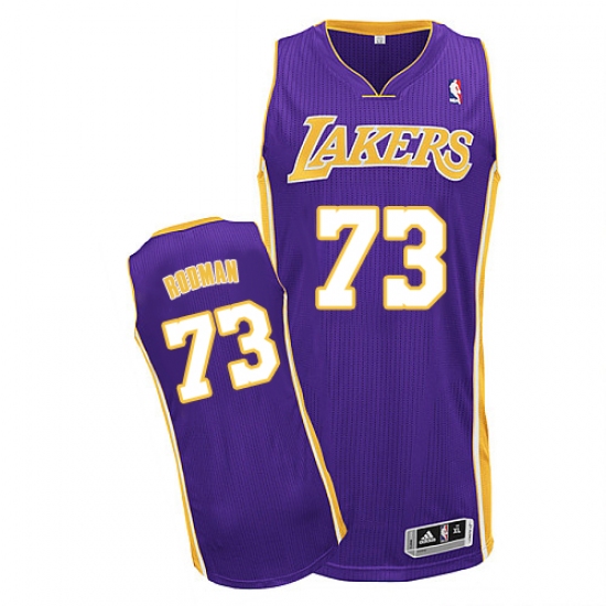 Men's Adidas Los Angeles Lakers 73 Dennis Rodman Authentic Purple Road NBA Jersey