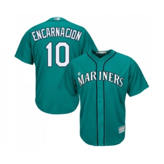 Men's Seattle Mariners 10 Edwin Encarnacion Replica Teal Green Alternate Cool Base Baseball Jersey