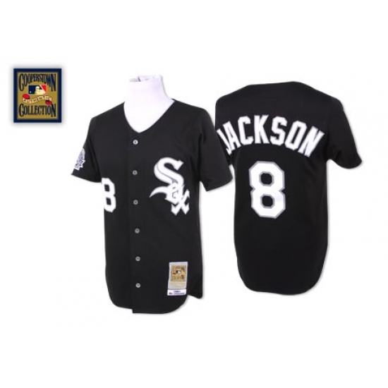Men's Mitchell and Ness Chicago White Sox 8 Bo Jackson Authentic Black Throwback MLB Jersey