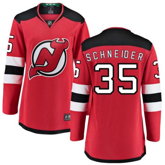 Women's New Jersey Devils 35 Cory Schneider Fanatics Branded Red Home Breakaway NHL Jersey