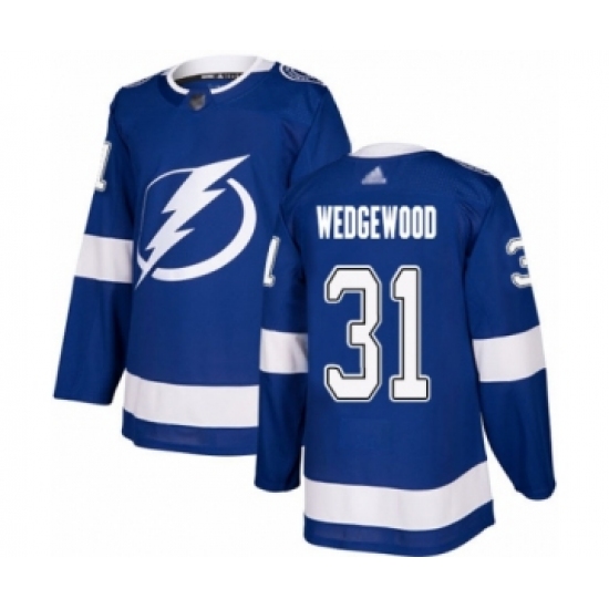 Youth Tampa Bay Lightning 31 Scott Wedgewood Authentic Royal Blue Home Hockey Jersey