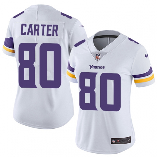 Women's Nike Minnesota Vikings 80 Cris Carter White Vapor Untouchable Limited Player NFL Jersey
