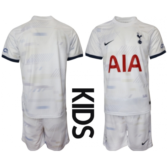 Kids Tottenham Hotspur Blank 2023-24 White Home Soccer Jersey