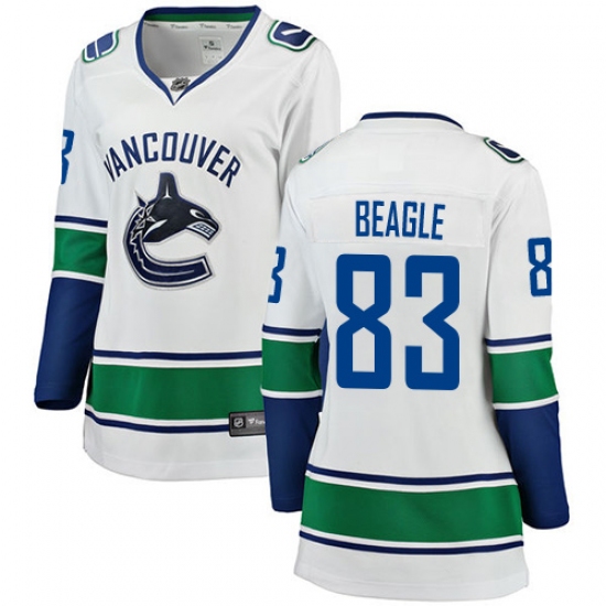 Women's Vancouver Canucks 83 Jay Beagle Fanatics Branded White Away Breakaway NHL Jersey