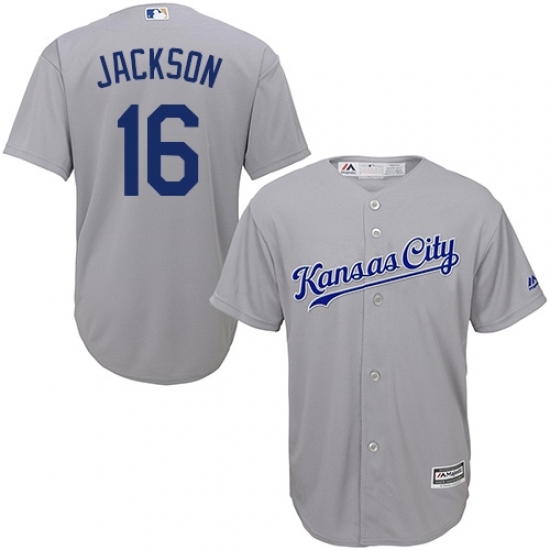 Men's Majestic Kansas City Royals 16 Bo Jackson Replica Grey Road Cool Base MLB Jersey