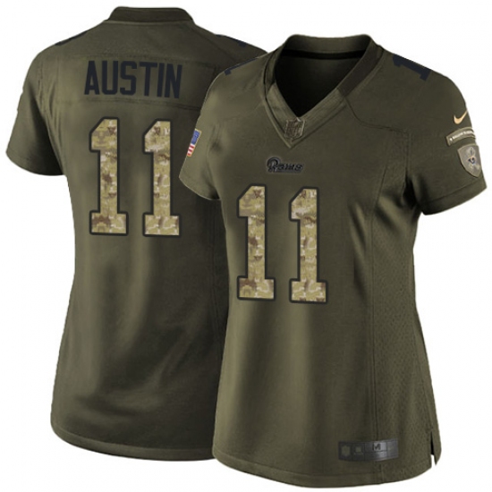 Women's Nike Los Angeles Rams 11 Tavon Austin Elite Green Salute to Service NFL Jersey