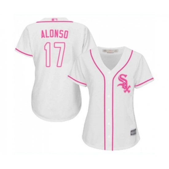 Women's Chicago White Sox 17 Yonder Alonso Replica White Fashion Cool Base Baseball Jersey