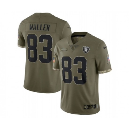 Men's Las Vegas Raiders 83 Darren Waller 2022 Olive Salute To Service Limited Stitched Jersey