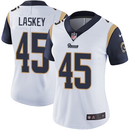 Women's Nike Los Angeles Rams 45 Zach Laskey White Vapor Untouchable Limited Player NFL Jersey
