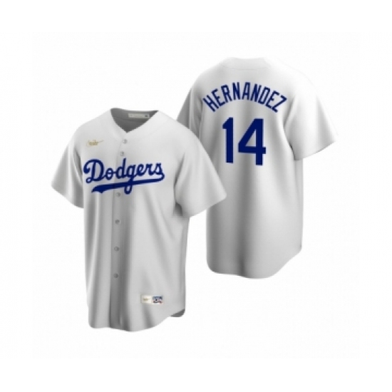 Men's Los Angeles Dodgers 14 Enrique Hernandez Nike White Cooperstown Collection Home Jersey