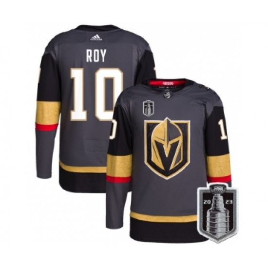 Men's Vegas Golden Knights 10 Nicolas Roy Gray 2023 Stanley Cup Final Stitched Jersey