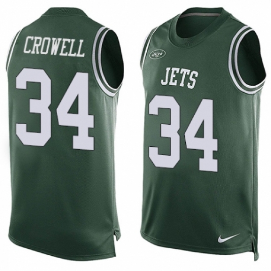 Men's Nike New York Jets 34 Isaiah Crowell Limited Green Player Name & Number Tank Top NFL Jersey