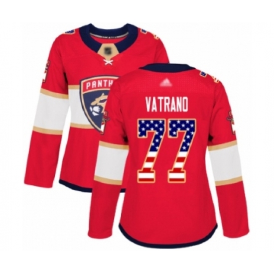 Women's Florida Panthers 77 Frank Vatrano Authentic Red USA Flag Fashion Hockey Jersey