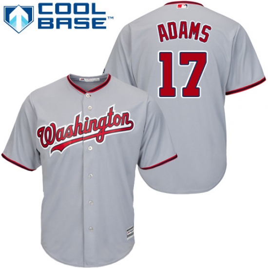 Youth Majestic Washington Nationals 17 Matt Adams Authentic Grey Road Cool Base MLB Jersey