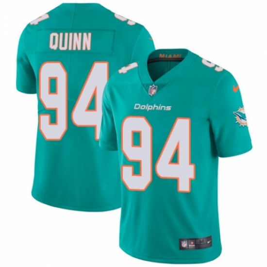 Men's Nike Miami Dolphins 94 Robert Quinn Aqua Green Team Color Vapor Untouchable Limited Player NFL Jersey