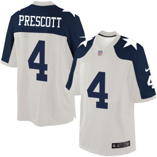 Men's Nike Dallas Cowboys 4 Dak Prescott Limited White Throwback Alternate NFL Jersey