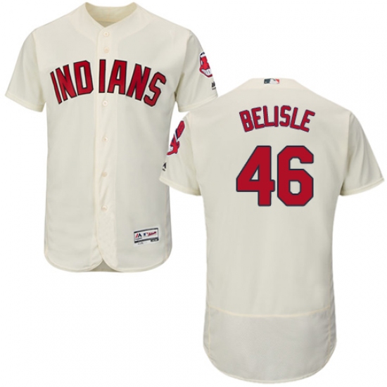 Men's Majestic Cleveland Indians 46 Matt Belisle Cream Alternate Flex Base Authentic Collection MLB Jersey