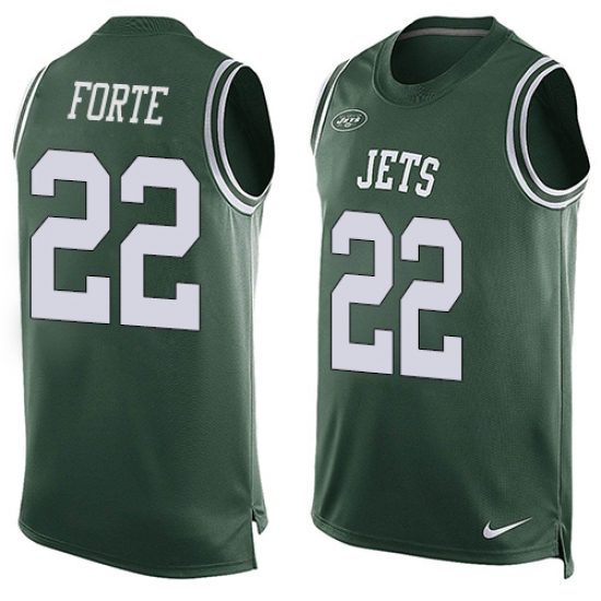 Men's Nike New York Jets 22 Matt Forte Limited Green Player Name & Number Tank Top NFL Jersey