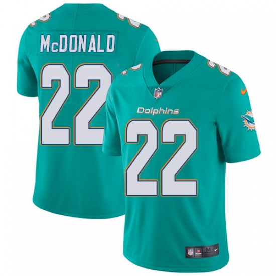 Youth Nike Miami Dolphins 22 T.J. McDonald Aqua Green Team Color Vapor Untouchable Limited Player NFL Jersey
