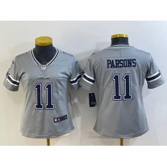 Women's Dallas Cowboys 11 Micah Parsons Grey 2020 Inverted Legend Stitched NFL Nike Limited Jersey