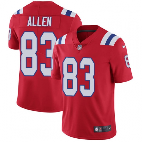 Men's Nike New England Patriots 83 Dwayne Allen Red Alternate Vapor Untouchable Limited Player NFL Jersey