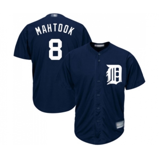 Men's Detroit Tigers 8 Mikie Mahtook Replica Navy Blue Alternate Cool Base Baseball Jersey