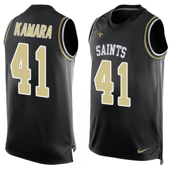 Men's Nike New Orleans Saints 41 Alvin Kamara Limited Black Player Name & Number Tank Top NFL Jersey