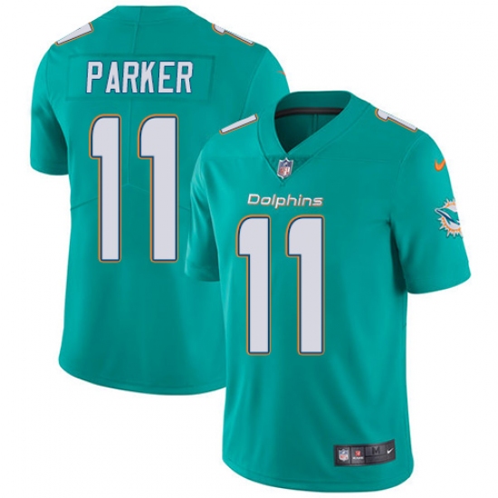 Men's Nike Miami Dolphins 11 DeVante Parker Aqua Green Team Color Vapor Untouchable Limited Player NFL Jersey