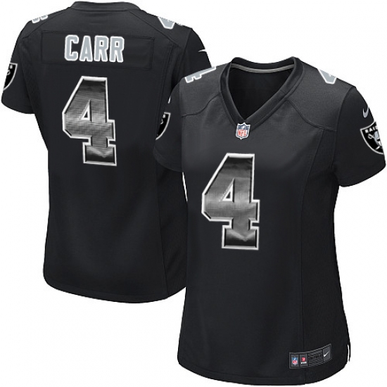 Women's Nike Oakland Raiders 4 Derek Carr Limited Black Strobe NFL Jersey