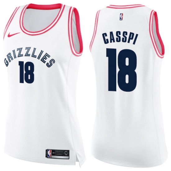 Women's Nike Memphis Grizzlies 18 Omri Casspi Swingman White Pink Fashion NBA Jersey