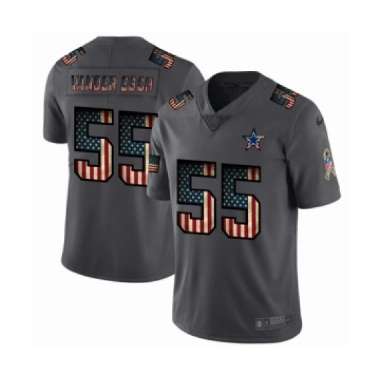 Men's Dallas Cowboys 55 Leighton Vander Esch Limited Black USA Flag 2019 Salute To Service Football Jersey