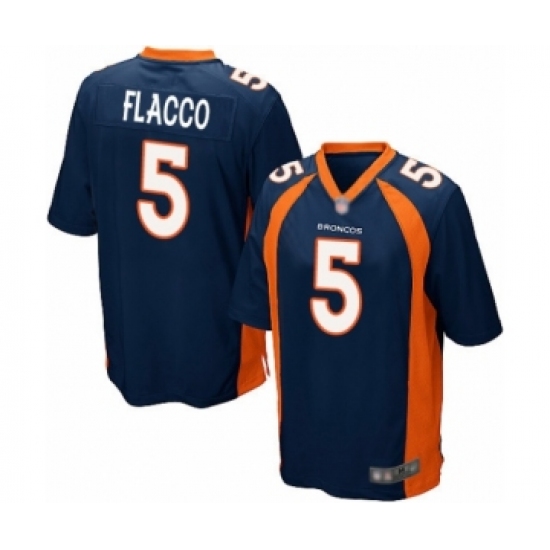 Men's Denver Broncos 5 Joe Flacco Game Navy Blue Alternate Football Jersey