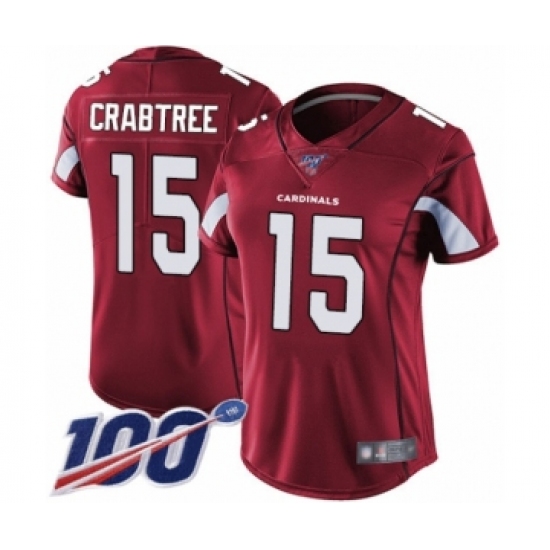 Women's Arizona Cardinals 15 Michael Crabtree Red Team Color Vapor Untouchable Limited Player 100th Season Football Jersey