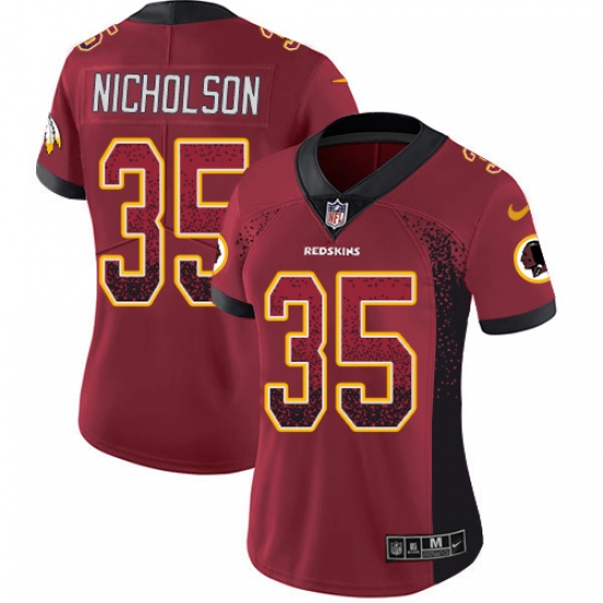 Women's Nike Washington Redskins 35 Montae Nicholson Limited Red Rush Drift Fashion NFL Jersey
