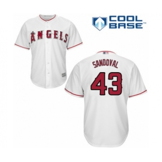 Youth Los Angeles Angels of Anaheim 43 Patrick Sandoval Authentic White Home Cool Base Baseball Player Jersey