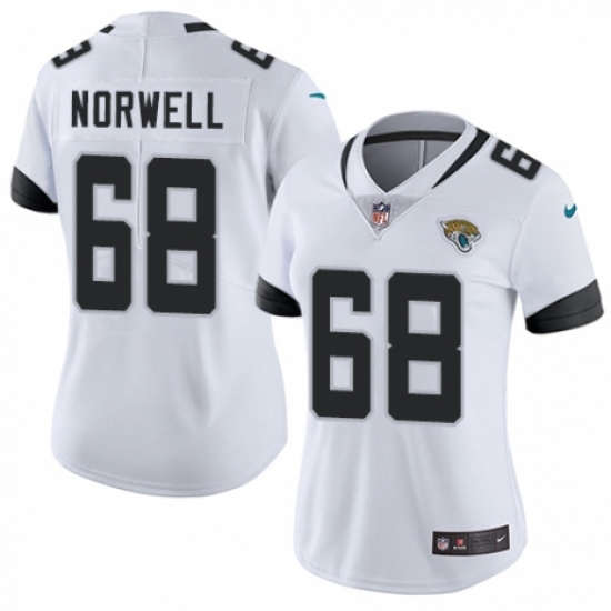 Women's Nike Jacksonville Jaguars 68 Andrew Norwell White Vapor Untouchable Elite Player NFL Jersey