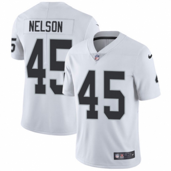 Youth Nike Oakland Raiders 45 Nick Nelson White Vapor Untouchable Limited Player NFL Jersey